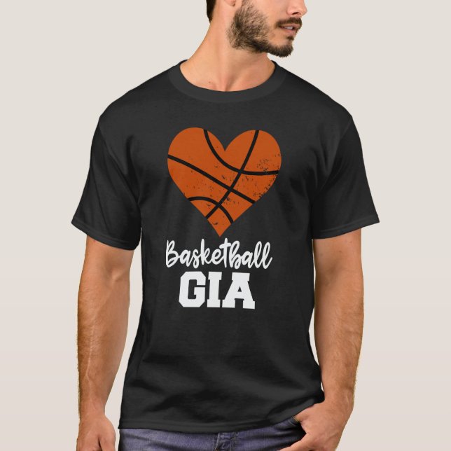 Basketball Gia Basketball Heart Grandma Gia T Shirt (Framsida)