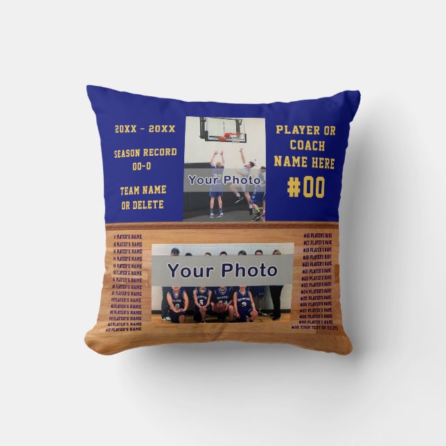 Basketball Gift-idéer, PHOTOS, TEXT & FÄRGER Kudde (Framsida)