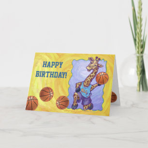 Basketball Giraffe Grattis på födelsedagen-kort Kort