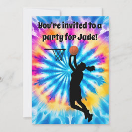 Basketball Girl Anpassningsbar Tie-Dye Rainbow Bir Inbjudningar