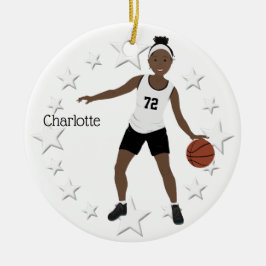 Basketball Girl Black and White Ceramic Ornamic Julgransprydnad Keramik