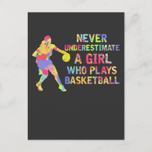 Basketball Girl Colorful Idrottsman Vykort