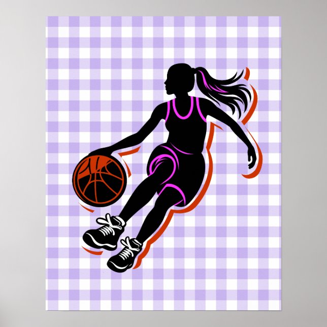 Basketball Girl Dribbling Poster (Framsidan)