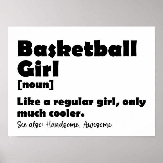 Basketball Girl Funny Dictionary Definition Girls Poster (Framsidan)