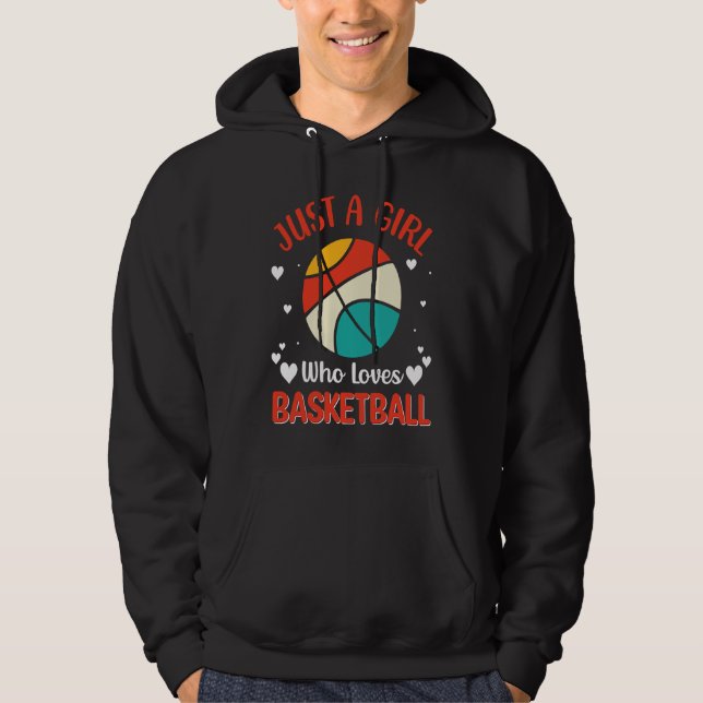 Basketball girl Player Basketballer Sports women f Hoodie (Framsida)