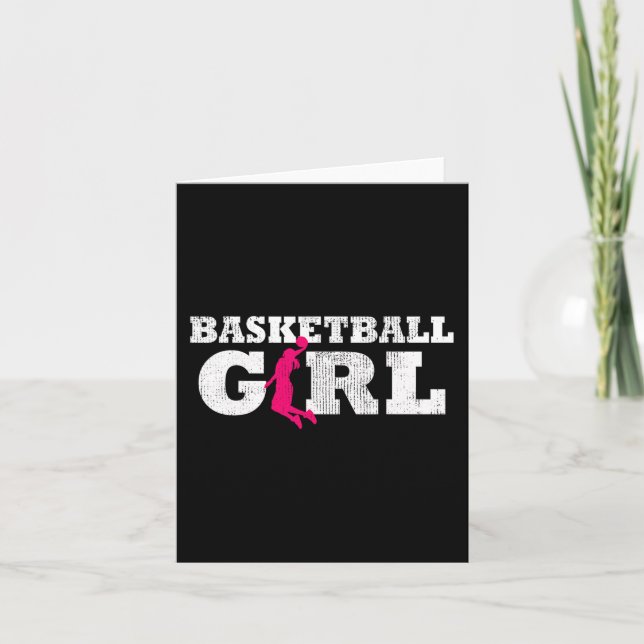 Basketball Girl Player Silhouette Sport Gift Kort (Framsida)