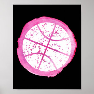 Basketball Girl Rosa Watercolor Poster