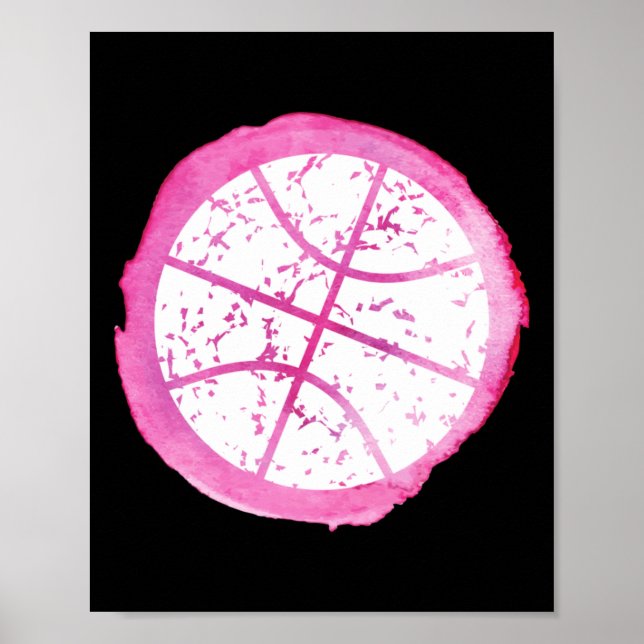 Basketball Girl Rosa Watercolor Poster (Framsidan)