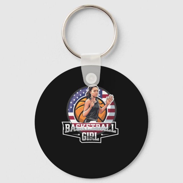 Basketball Girl Usa Nyckelring (Framsida)