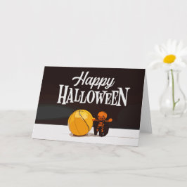 Basketball Glad Halloween med spöke och boll Bil Kort
