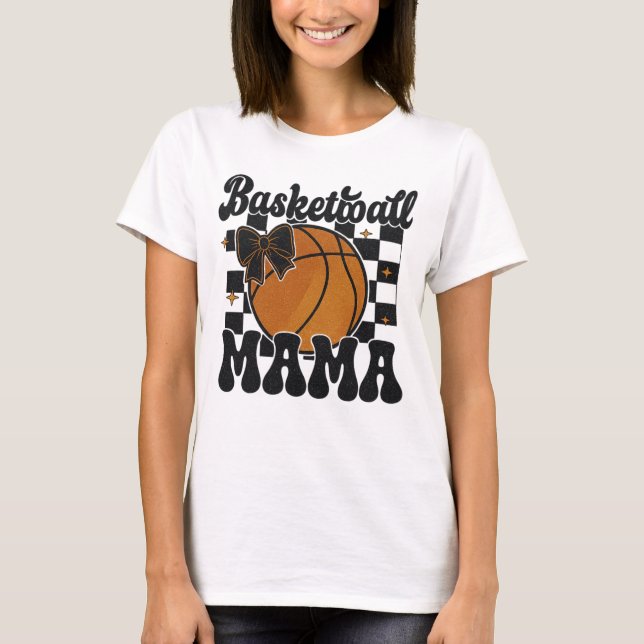 Basketball Glitter Shirt Design med Bow T Shirt (Framsida)