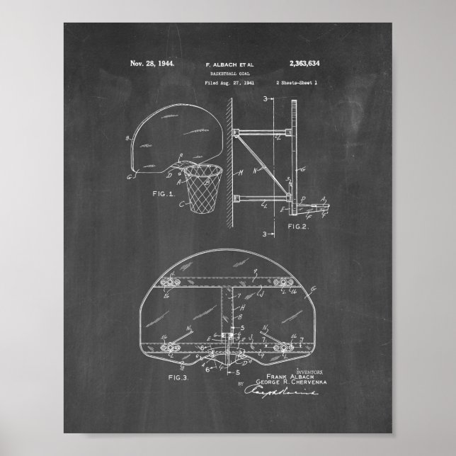 Basketball Goal Patent - Chalkboard Poster (Framsidan)