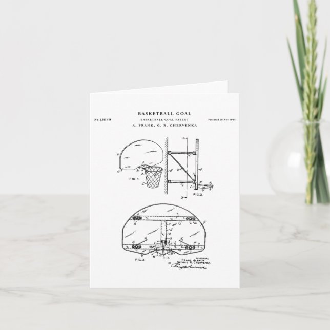 Basketball Goal Patent Teckning Blueprint Kort (Framsida)