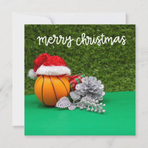 Basketball God jul med Jultomten Hat Kort