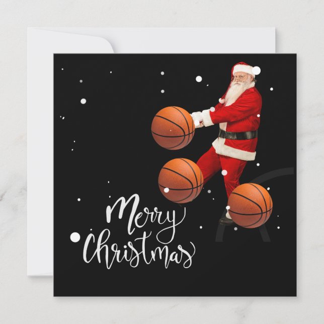 Basketball God jul med Jultomten Kort (Framsida)