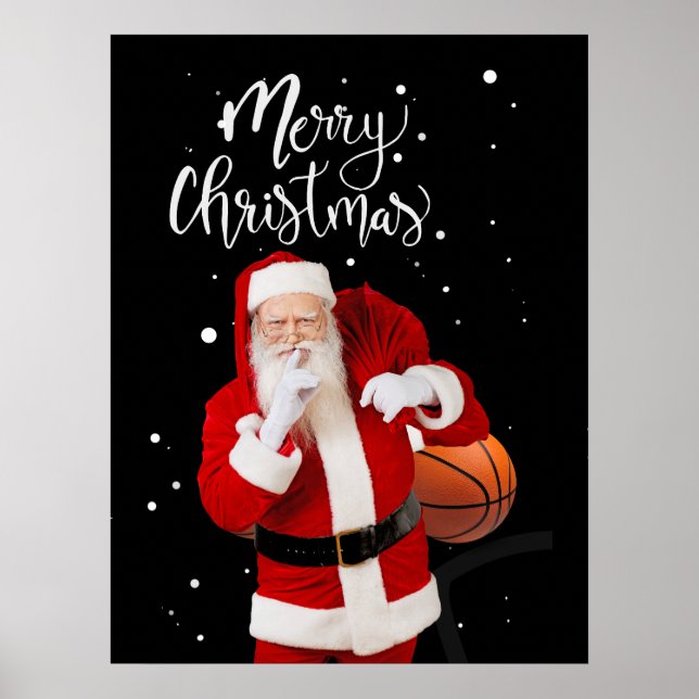 Basketball God jul med Jultomten Poster (Framsidan)