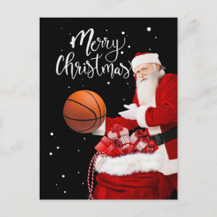 Basketball God jul med Jultomten Vykort