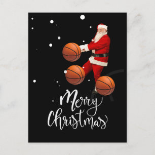Basketball God jul med Jultomten Vykort