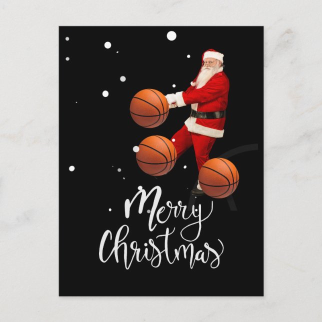 Basketball God jul med Jultomten Vykort (Framsida)