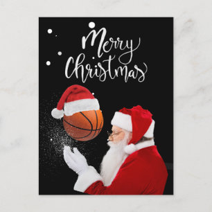 Basketball God jul med Jultomten Vykort