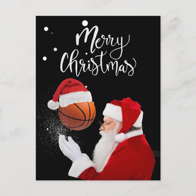 Basketball God jul med Jultomten Vykort (Framsida)