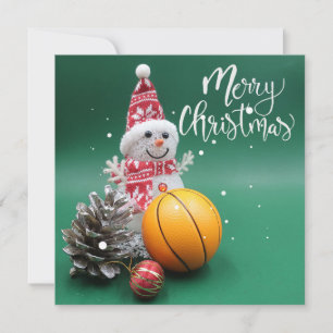 Basketball God jul med Snögubbe på Grönt Kort