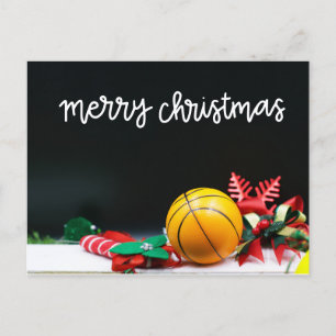 Basketball God jul Red snowflake på svart Vykort