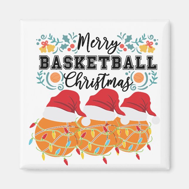 Basketball God jul till Player med Boll Magnet (Framsidan)