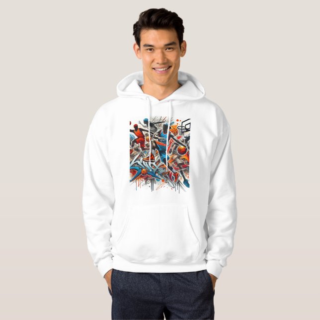 Basketball Graffiti Art Hoodie - djärv Sportkläder (Hel framsida)