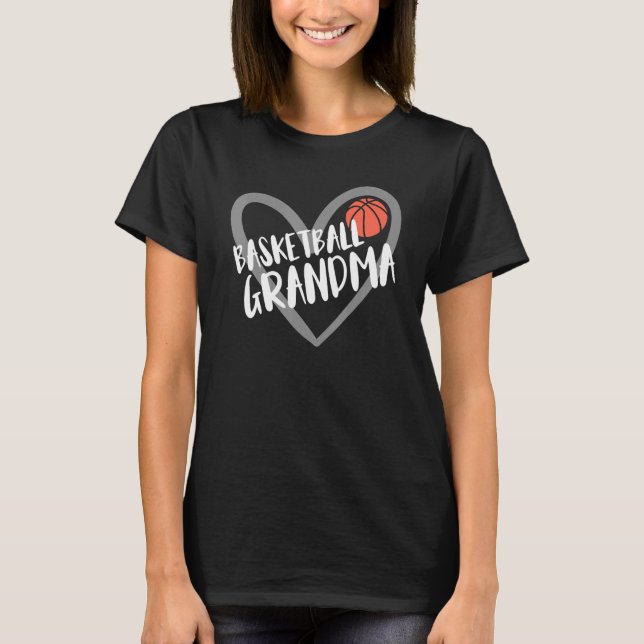 Basketball Grandma Heart T Shirt (Framsida)