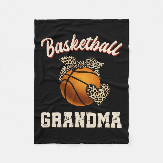Basketball Grandma Leopard Basketball Player Fleecefilt (Framsidan)
