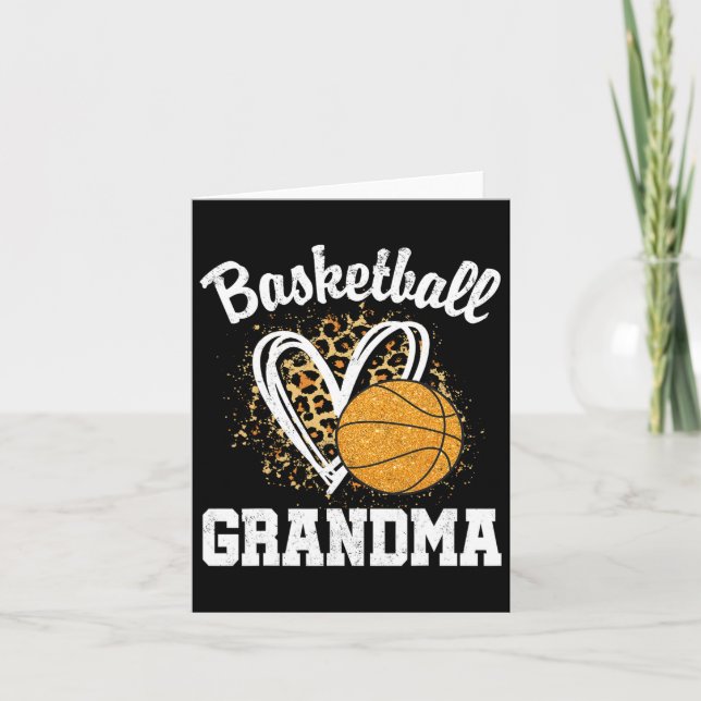 Basketball Grandma Leopard Heart Kort (Framsida)