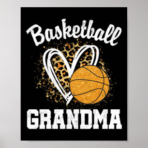 Basketball Grandma Leopard Heart Poster