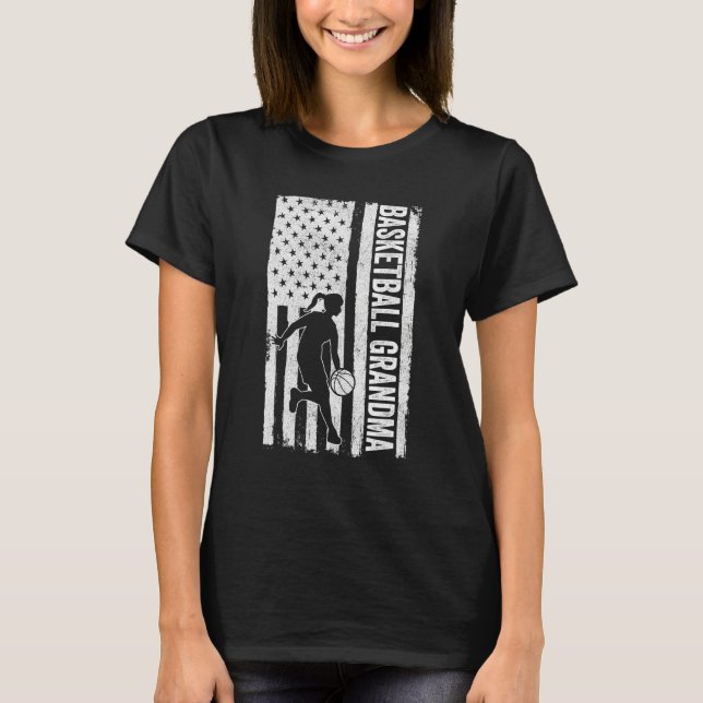 Basketball Grandma USA Flag Basketball Team Fan Fa T Shirt (Framsida)