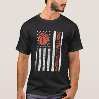 Basketball Grandpa Usa American Flag T Shirt