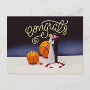 Basketball Grattis Bröllop  Vykort