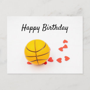 Basketball Grattis på födelsedagen med rött hjärta Vykort