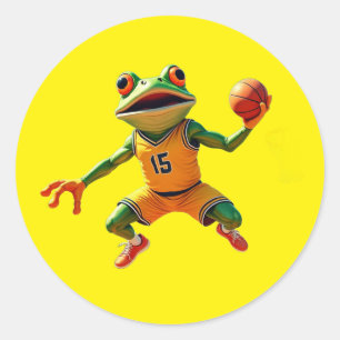 Basketball Groda stora runda gula dekaler Runt Klistermärke