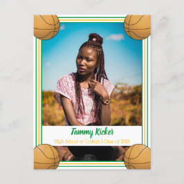 Basketball Grön & Guld Examen Meddelande Vykort