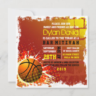 BASKETBALL GRUNGE Pub Mitzvah-inbjudan Inbjudningar