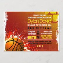 BASKETBALL GRUNGE Pub Mitzvah-inbjudan