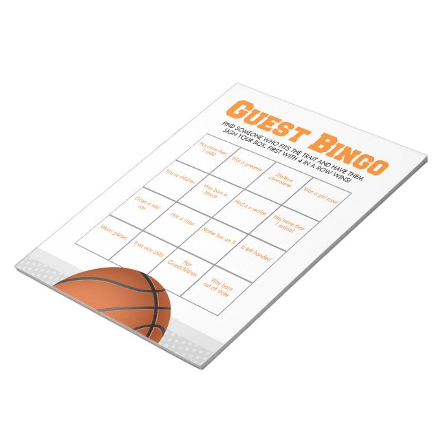 Basketball Guest Bingo Baby Shower-spelpaket Anteckningsblock (Vinklad)