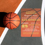 Basketball Guld Pub Mitzvah-inbjudan Inbjudningar<br><div class="desc">Dessa inbjudningar till chicen av avslappnader är perfekt för vilken sportig Pub Mitzvah-firande som helst. Varje textrad är fullt anpassade att säga precis vad ni vill! Hitta produkter för samordning i Pub Mitzvah Firande-samlingen.</div>