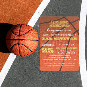 Basketball Guld Pub Mitzvah-inbjudan Inbjudningar