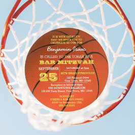 Basketball Guld Round Pub Mitzvah-inbjudan Inbjudningar