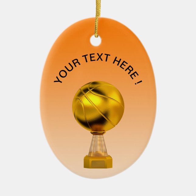 Basketball Guld Trophy Julgransprydnad Keramik (Framsidan)