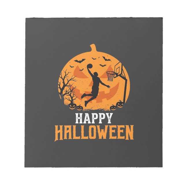 Basketball Halloween Dunk Pumpkin Design_1 Anteckningsblock (Framsida)