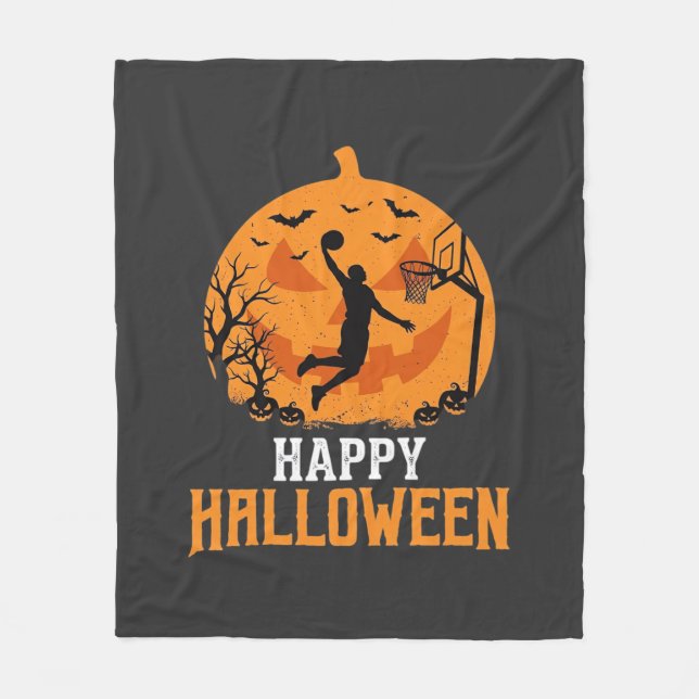 Basketball Halloween Dunk Pumpkin Design_1 Fleecefilt (Framsidan)