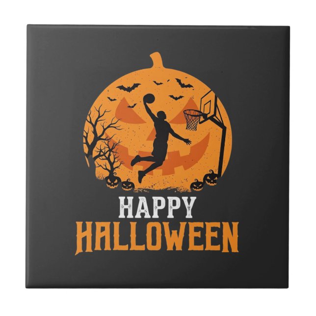 Basketball Halloween Dunk Pumpkin Design_1 Kakelplatta (Framsidan)