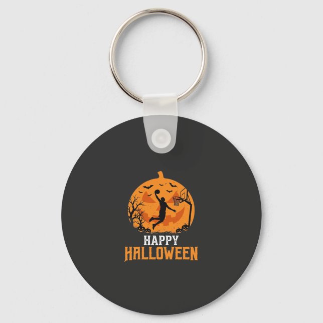 Basketball Halloween Dunk Pumpkin Design_1 Nyckelring (Framsida)